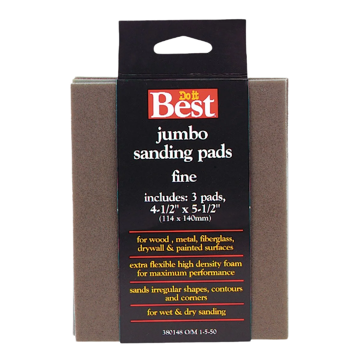 Premium Material Do it Jumbo Fine 180-Grit Sanding Sponges 3-Pack Selected