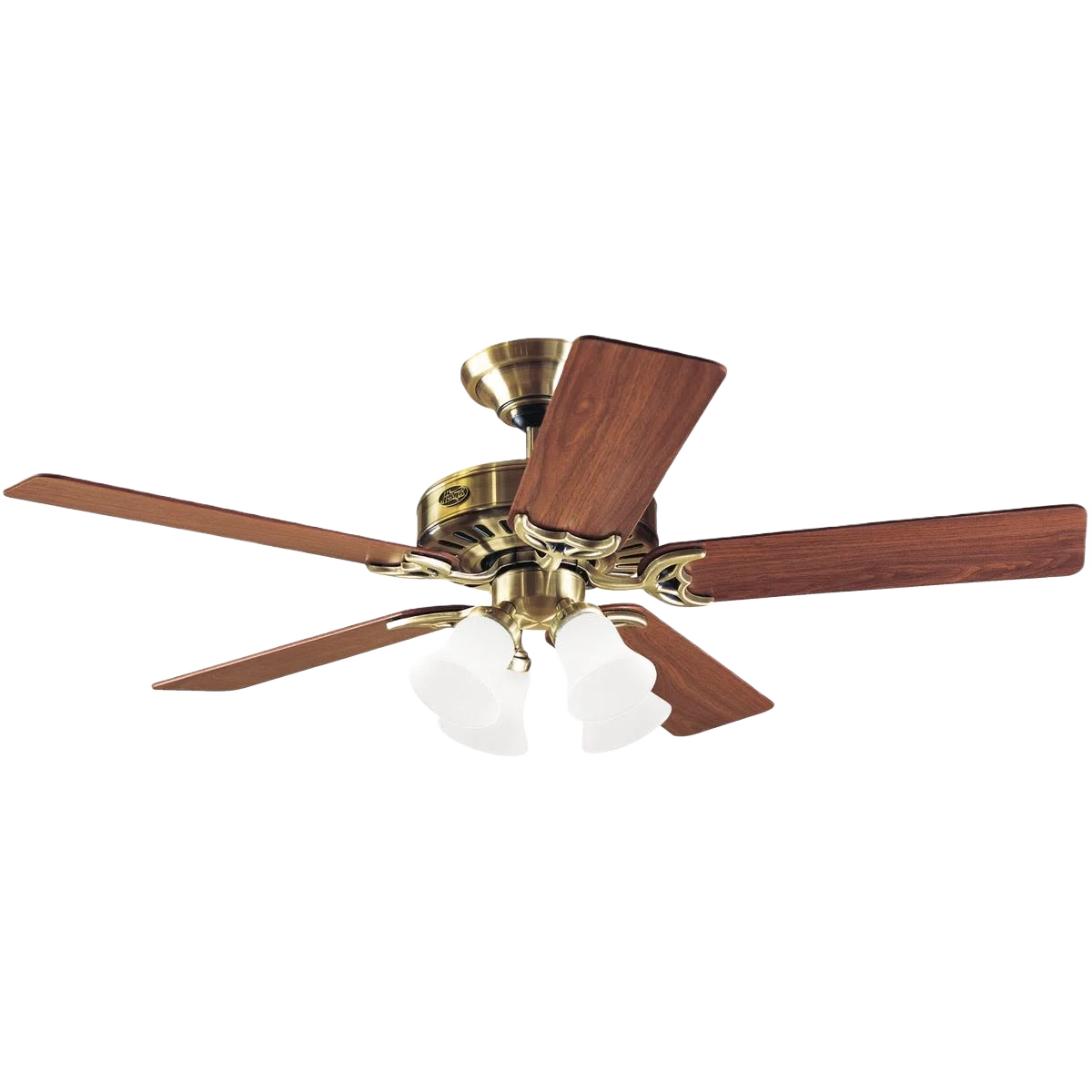 Eco-Friendly Hunter Studio Antique Brass Ceiling Fan with Light Kit 52 in. Certified