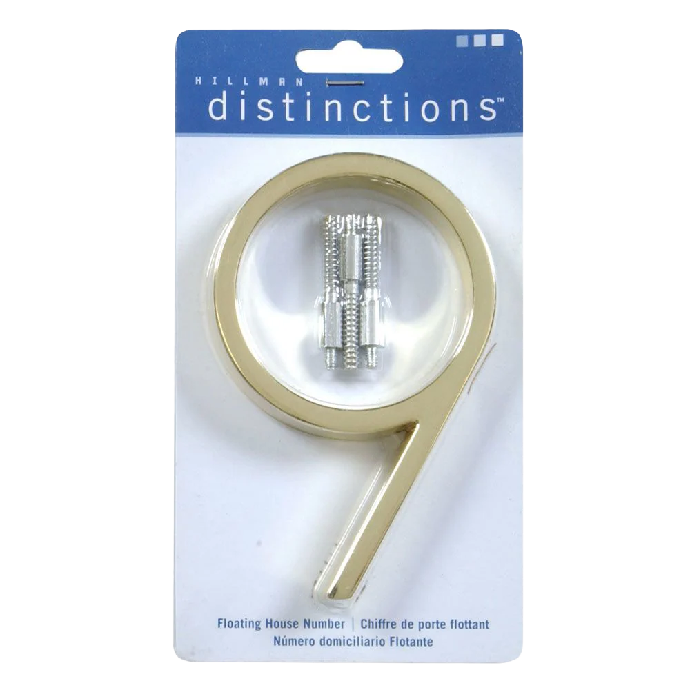 Comfortable Hillman 5-In. Floating Mount Brass House Number 9 Practical
