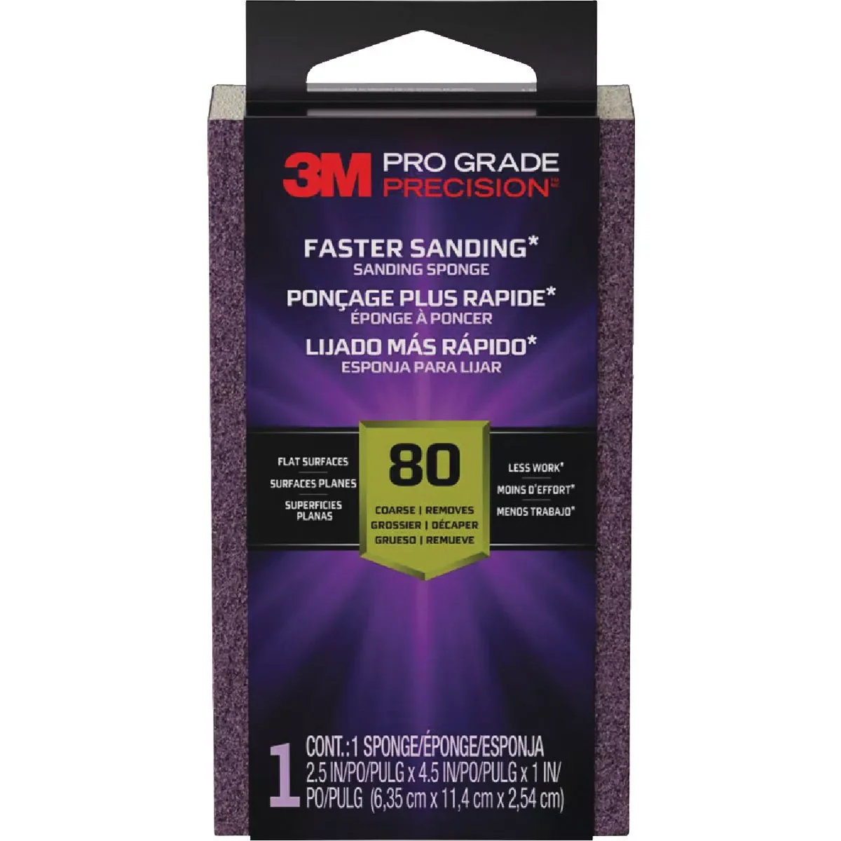 Safe 3M Pro Grade Precision 2.5 x 4.5 x 1 80 Grit Medium Sanding Sponge Crafted