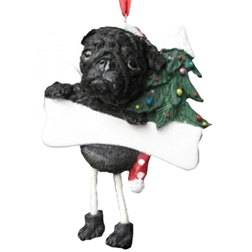 Secure E S Pets Personalized Black Pug Dangling Legs Ornament Refined