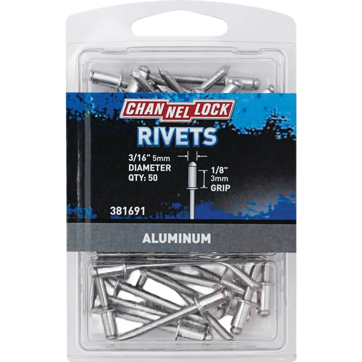 Safe Channellock 3 16 x 1 8 in. Grip Aluminum Multi-Grip POP Rivet 50-Pack Natural
