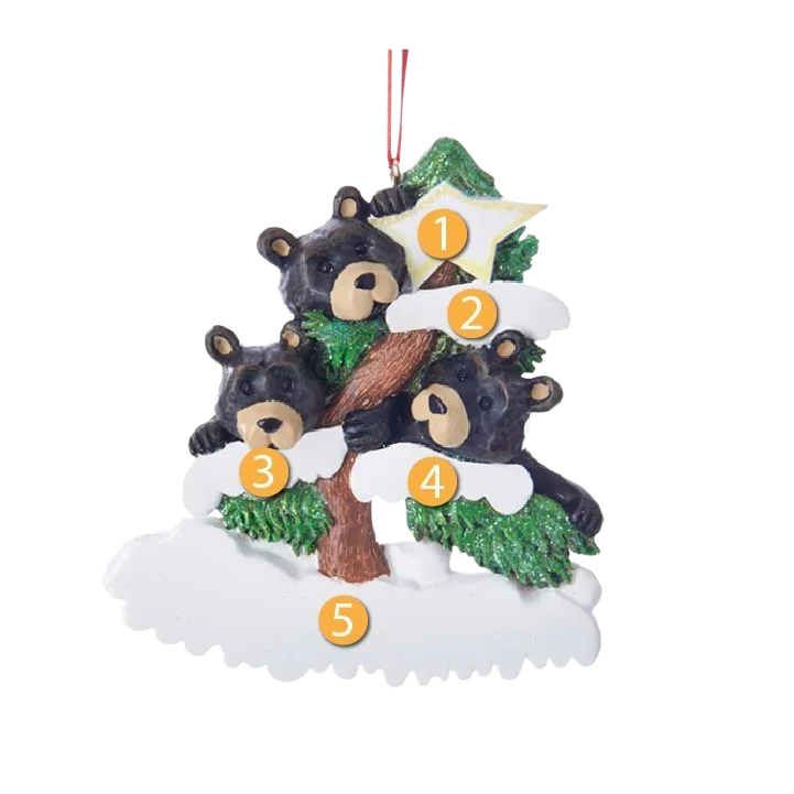 Exceptional Kurt S. Adler Personalized Bear Family of 3 on Tree Ornament Secure