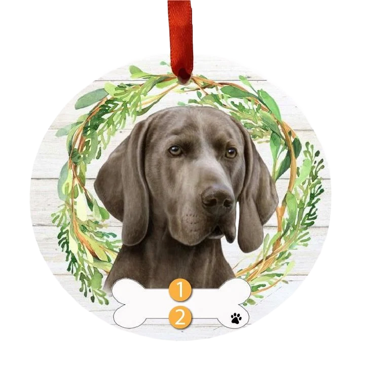 Clean E S Pets Personalized Weimaraner Face Wreath Ornament Consistent