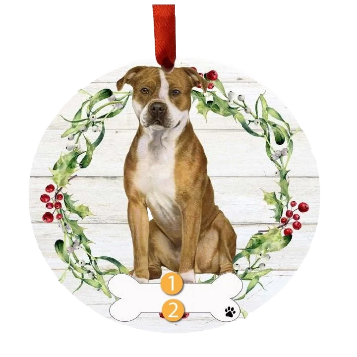 Sustainable E S Pets Personalized Pit Bull Wreath Ornament Premium