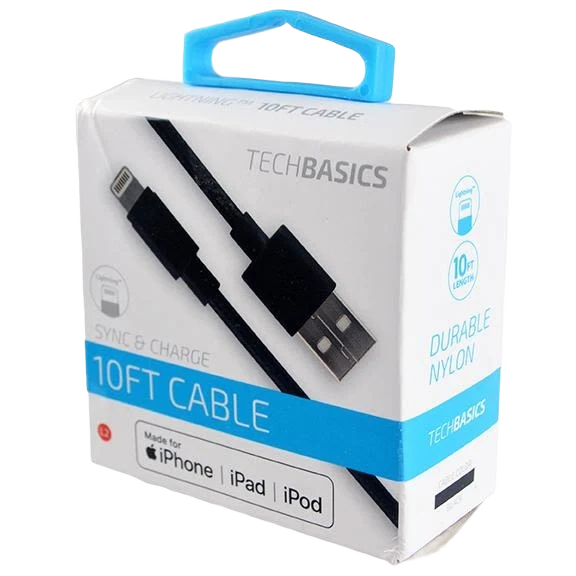 Smooth Tech Basics Tech Basics Black MFI Charger Cable 10 ft. Carefully Designed