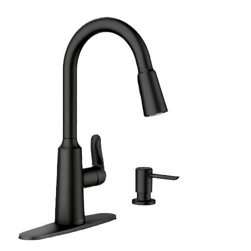 High-Quality Moen Edwyn Matte Black Single Handle Pull Down Kitchen Faucet w Soap Dispenser Official