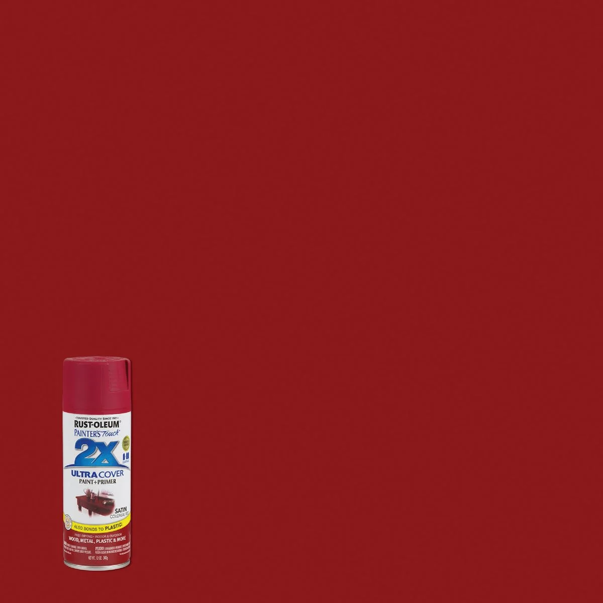 Environmentally Friendly Rust-Oleum Painters' Touch 2X Colonial Red Satin Spray Paint Primer 12 oz. Green