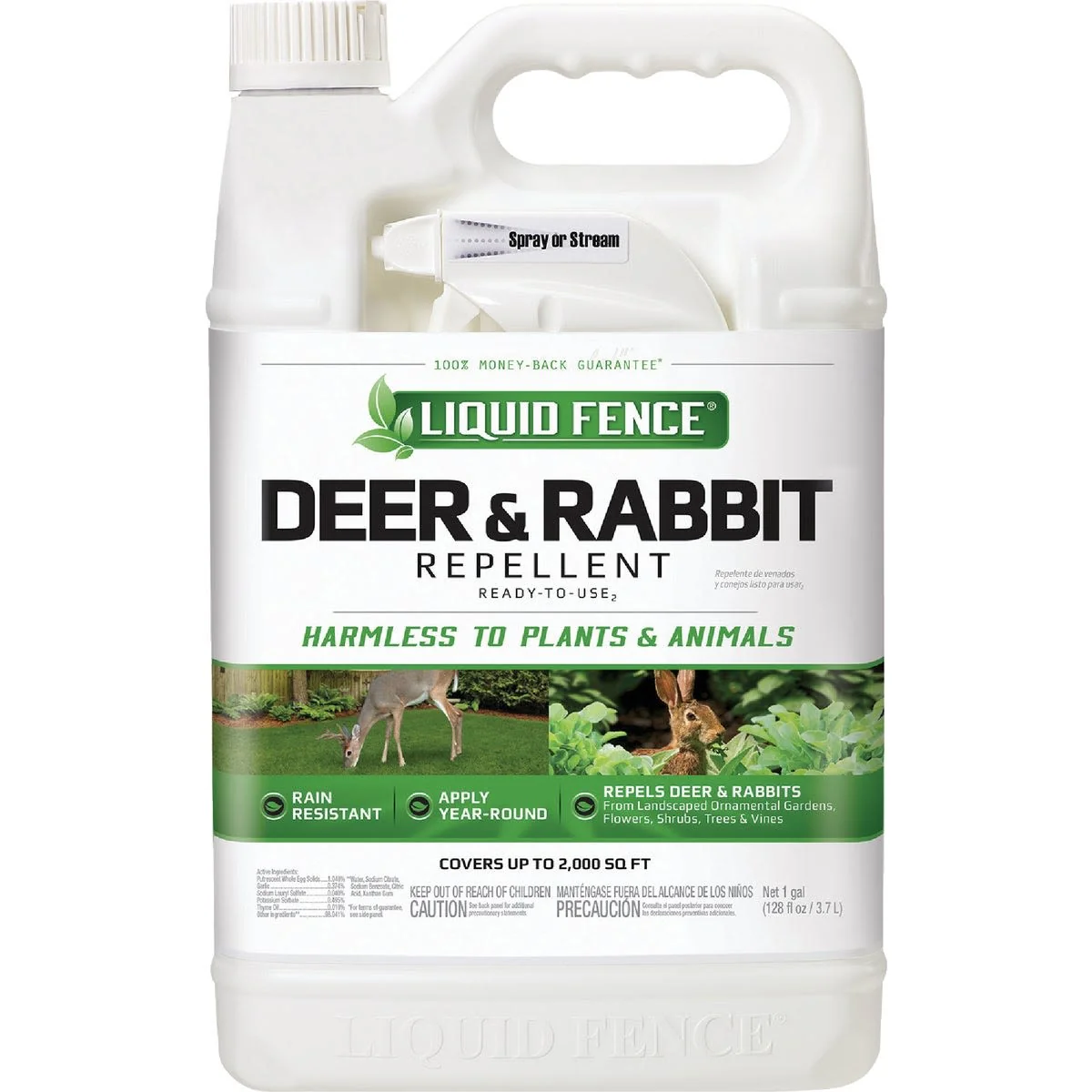 Organic Liquid Fence Deer Rabbit Repellent 1 Gallon Secure