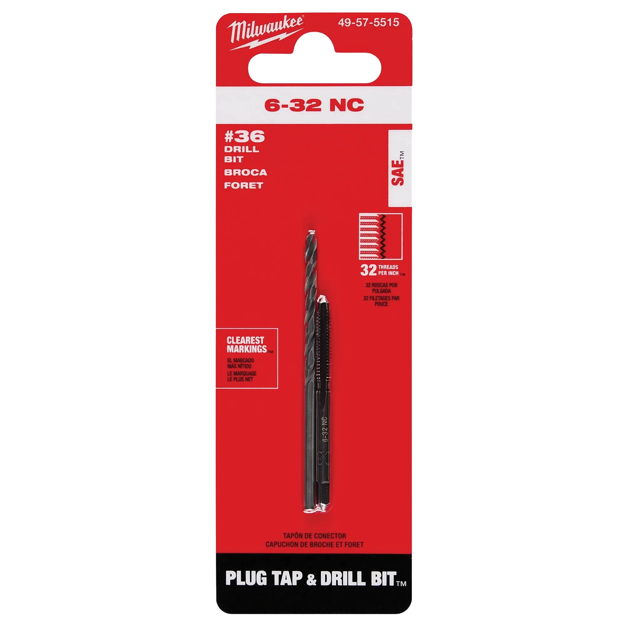 Relaxed Milwaukee 6-32 NC Straight Flute Plug Tap 36 Drill Bit Refined