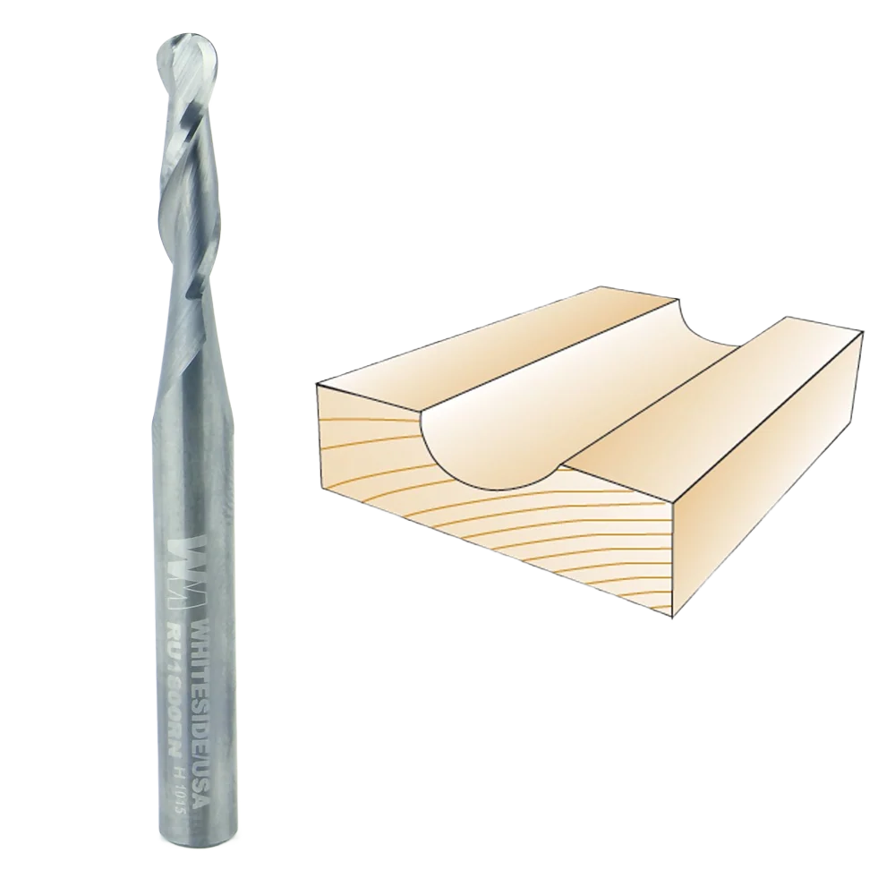 Superior Whiteside Upcut Spiral Ball End CNC Router Bit 3 16 in. D x 3 32 in. R Premium Material