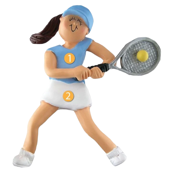 Verified Ornament Central Personalized Brunette Female Tennis Player Ornament World-Class