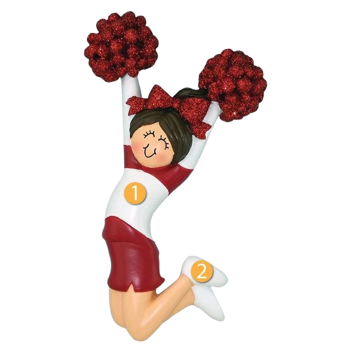 Functional Ornament Central Personalized Brunette Female Cheerleader In Red Ornament Classic