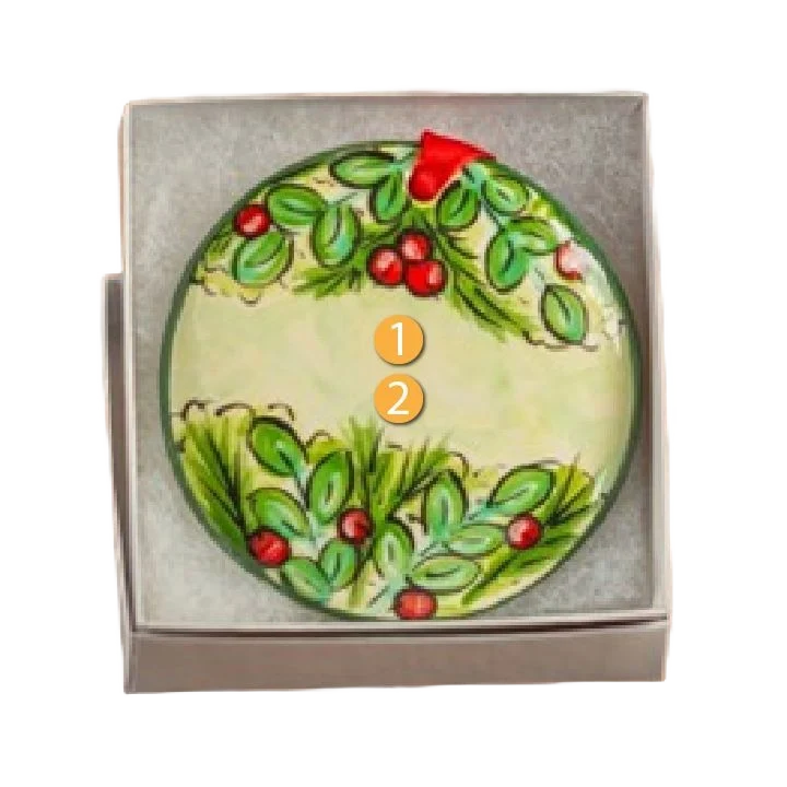 Stylish Nola Watkins Collection Personalized Wreath with Holly Ornament Classic