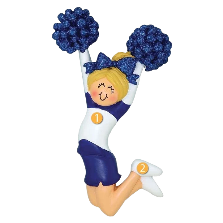 High-Quality Ornament Central Personalized Blonde Female Cheerleader In Blue Ornament Classic