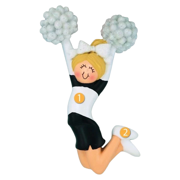 Excellent Ornament Central Personalized Blonde Female Cheerleader In Black Ornament Efficient