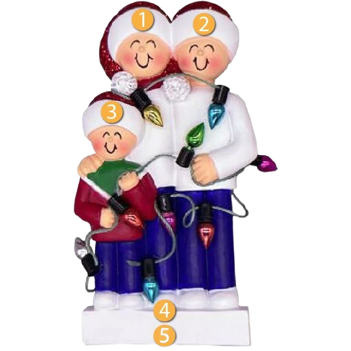 Responsible Ornament Central Personalized Family of 3 with Lights Ornament User-Friendly