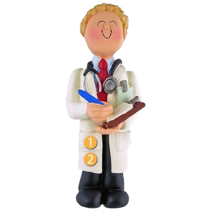 Enhanced Ornament Central Personalized Blonde Male Doctor Ornament Efficient