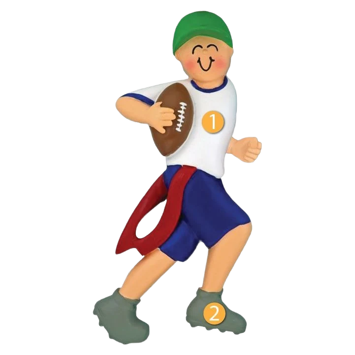 Elite Ornament Central Personalized Boy Playing Flag Football Ornament Functional