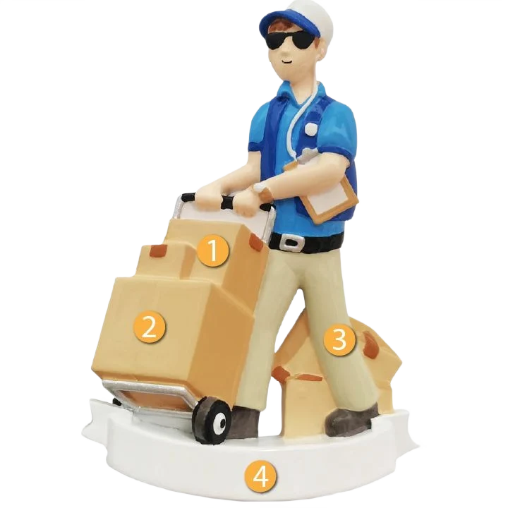 Easy-to-Use PolarX Personalized Delivery Guy with Boxes Ornament Lightweight