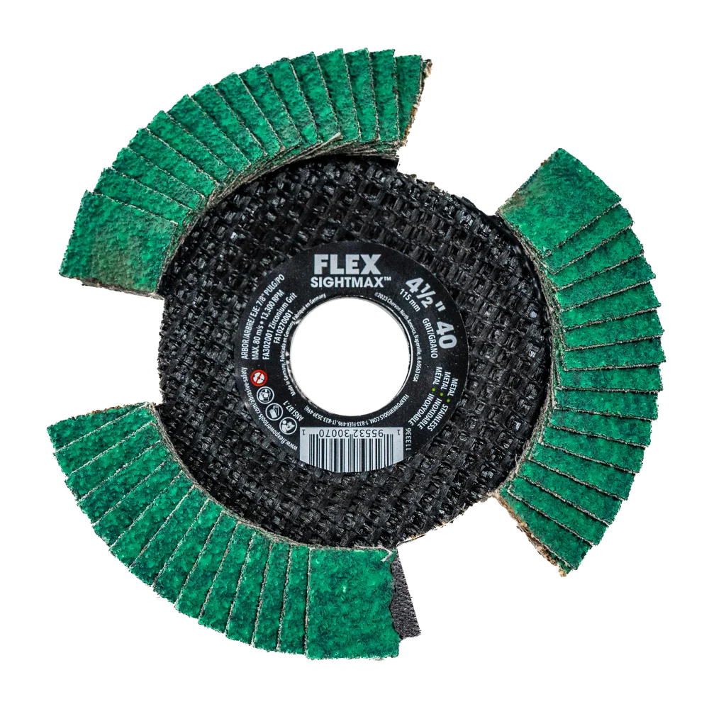 Lightweight FLEX 4-1 2 SIGHTMAX™ 40 Grit Flap Disc Recyclable