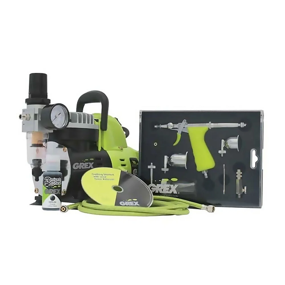 Secure Grex Tritium.TS3 Pistol Style Side Gravity Airbrush Compressor Combo Kit Easy-to-Use