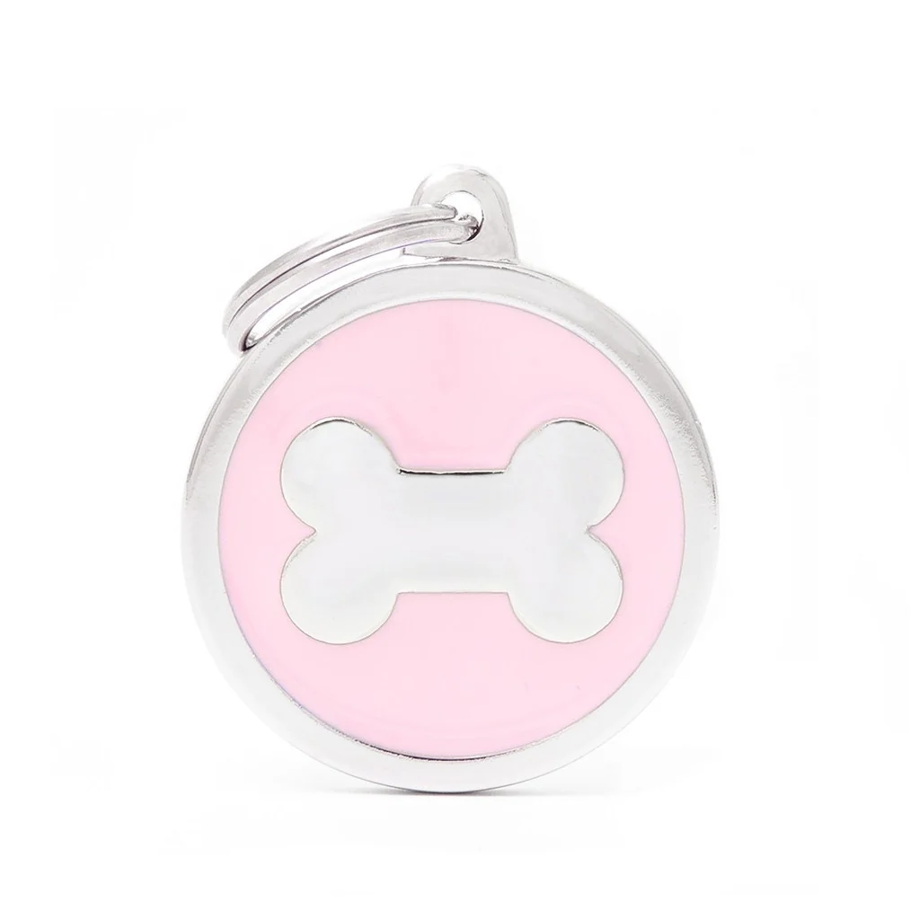 Innovative MyFamily Classic Big Pink Circle with Bone Pet Tag Elite