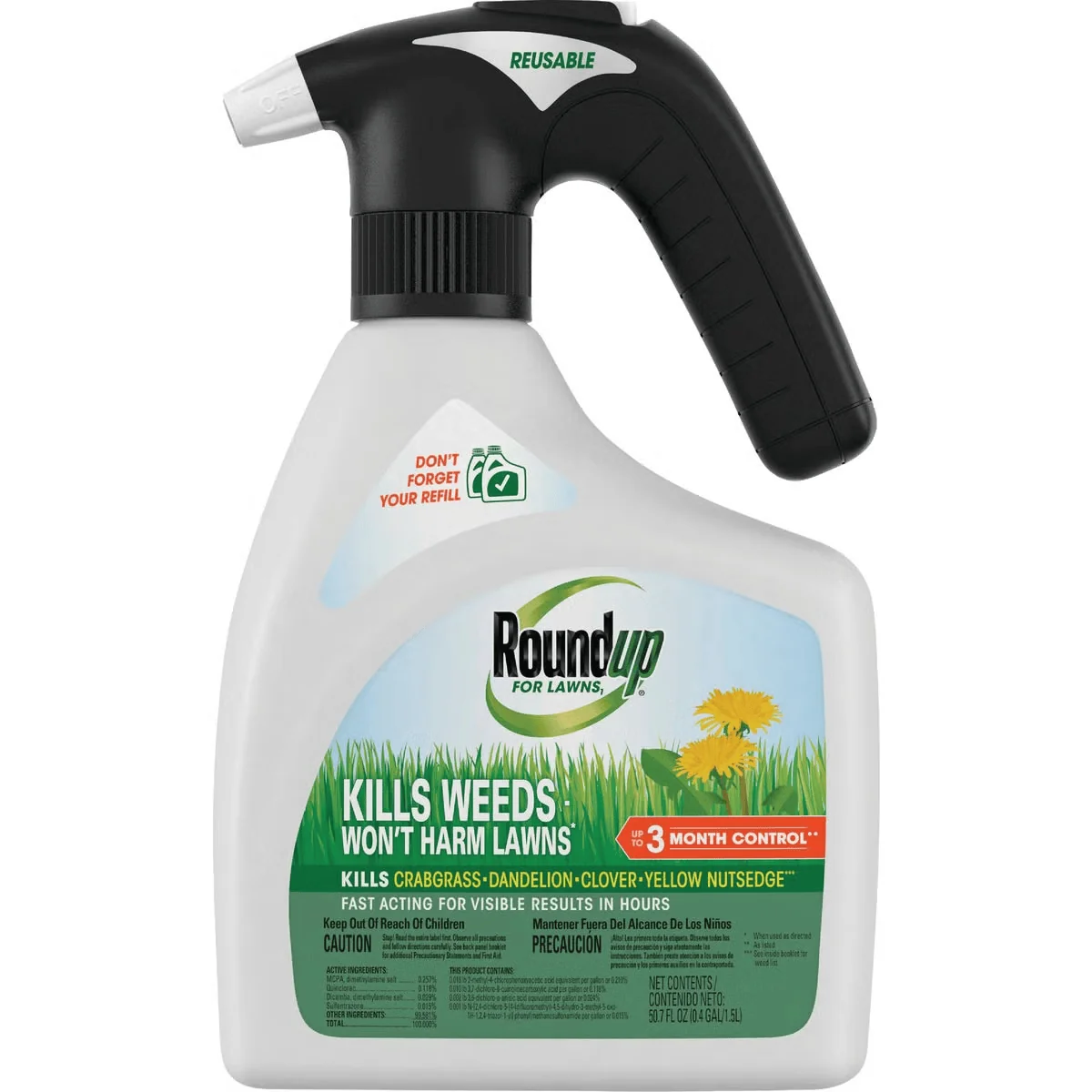 Genuine Roundup 1.5L Ready To Use Quickhand Northern Weed Grass Killer Solid
