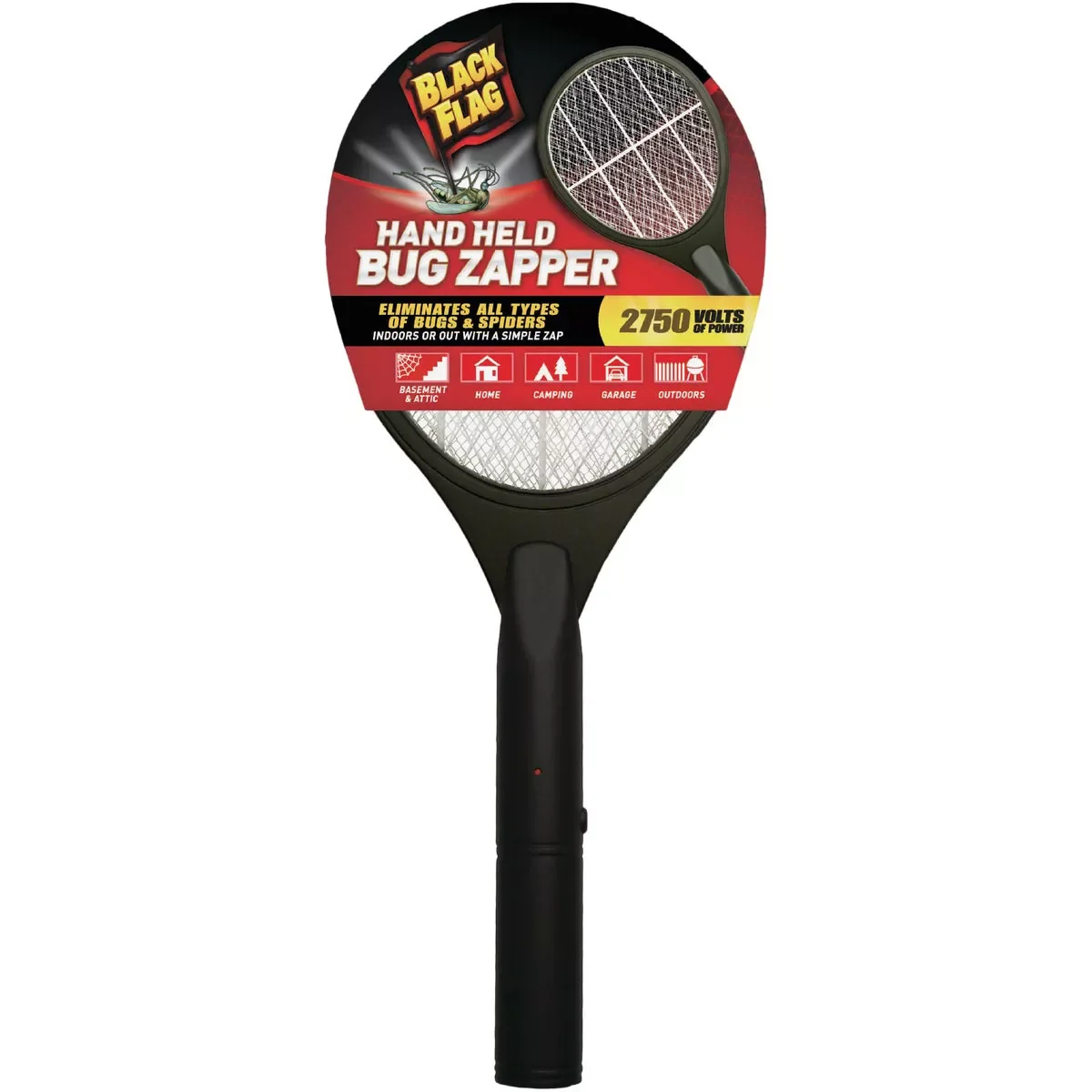 Breathable Black Flag Battery Operated 2750V Handheld Racket-Style Bug Zapper Trusted