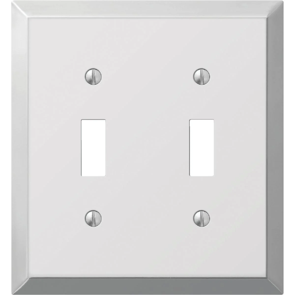 Versatile Amerelle Stamped Steel 2-Gang Toggle Switch Wall Plate Polished Chrome Organic