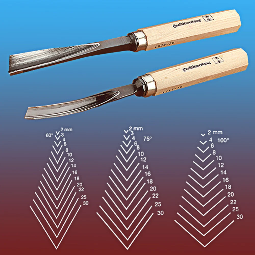 Organic MHG 60 deg. Straight V-Part Carving Tool 14mm Crafted