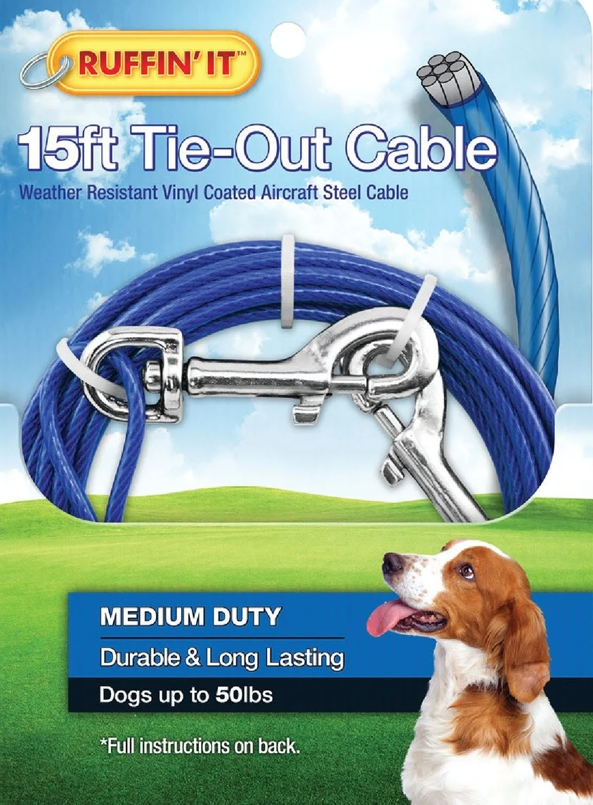 Recyclable Westminster Pet Ruffin' it Medium Tie-Out Cable 15 ft. Sustainable