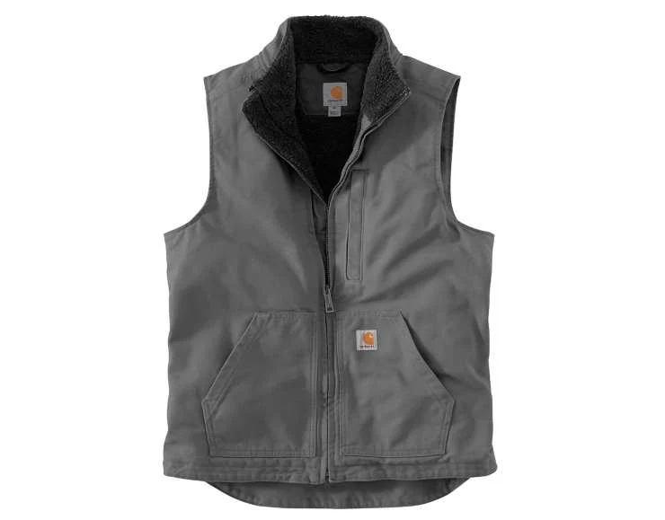 Artisan Carhartt Men's 3X Gravel Washed Duck Sherpa Lined Mock Neck Vest Easy-to-Use