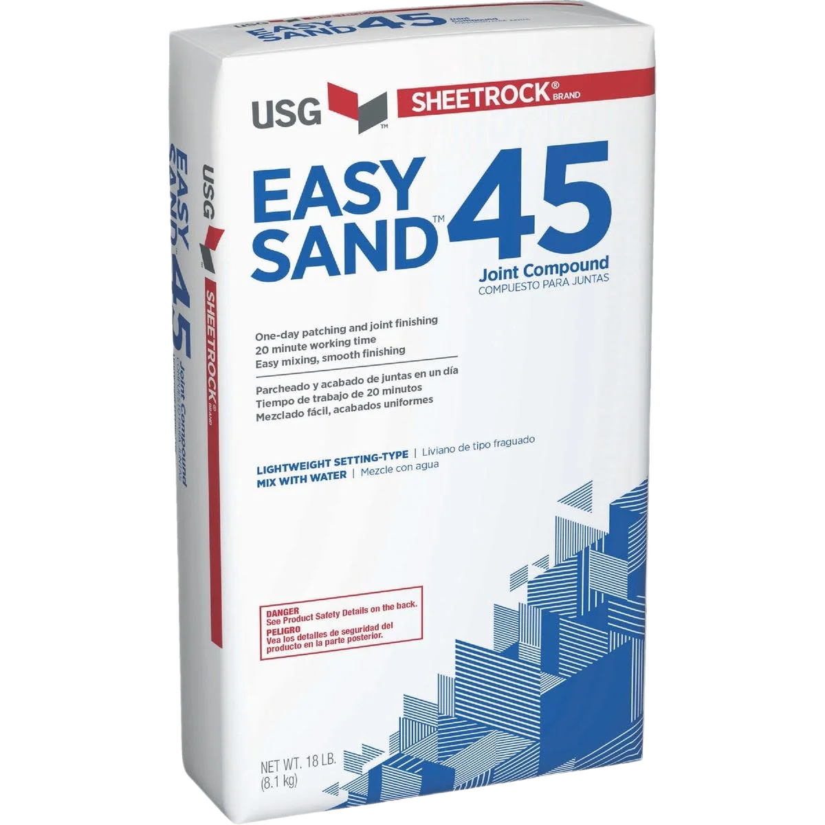 Durable Sheetrock Easy Sand 45 Lightweight Setting Type Drywall Joint Compound 18 lb Elite