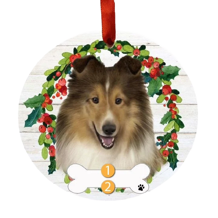 Fashionable E S Pets Personalized Sheltie Face Wreath Ornament Long-Lasting