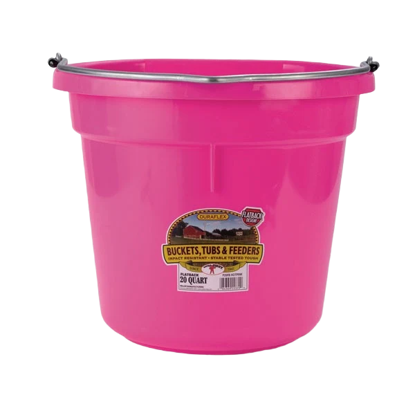 Refined Little Giant Pink Duraflex Plastic Flat Back Bucket 20 qt. Verified
