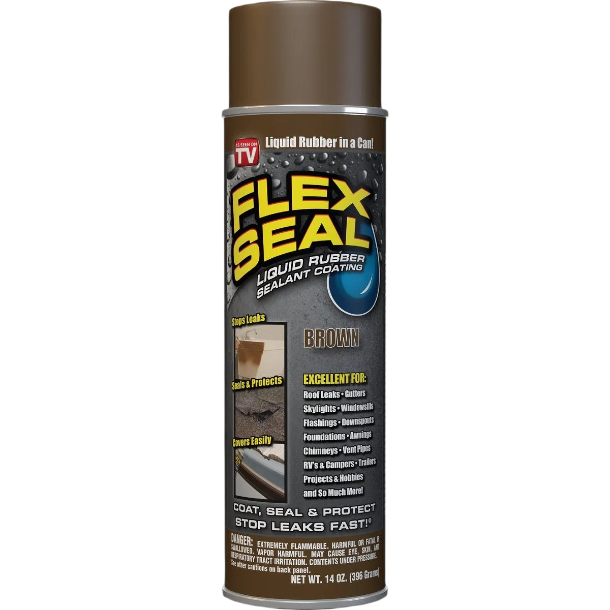 Genuine Flex Seal Brown Spray Rubber Sealant 14 oz. High-Quality