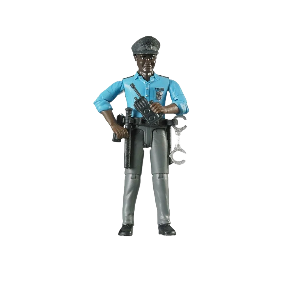 Exclusive Bruder Policeman Dark Skin Toy Figure with Accessories Safe