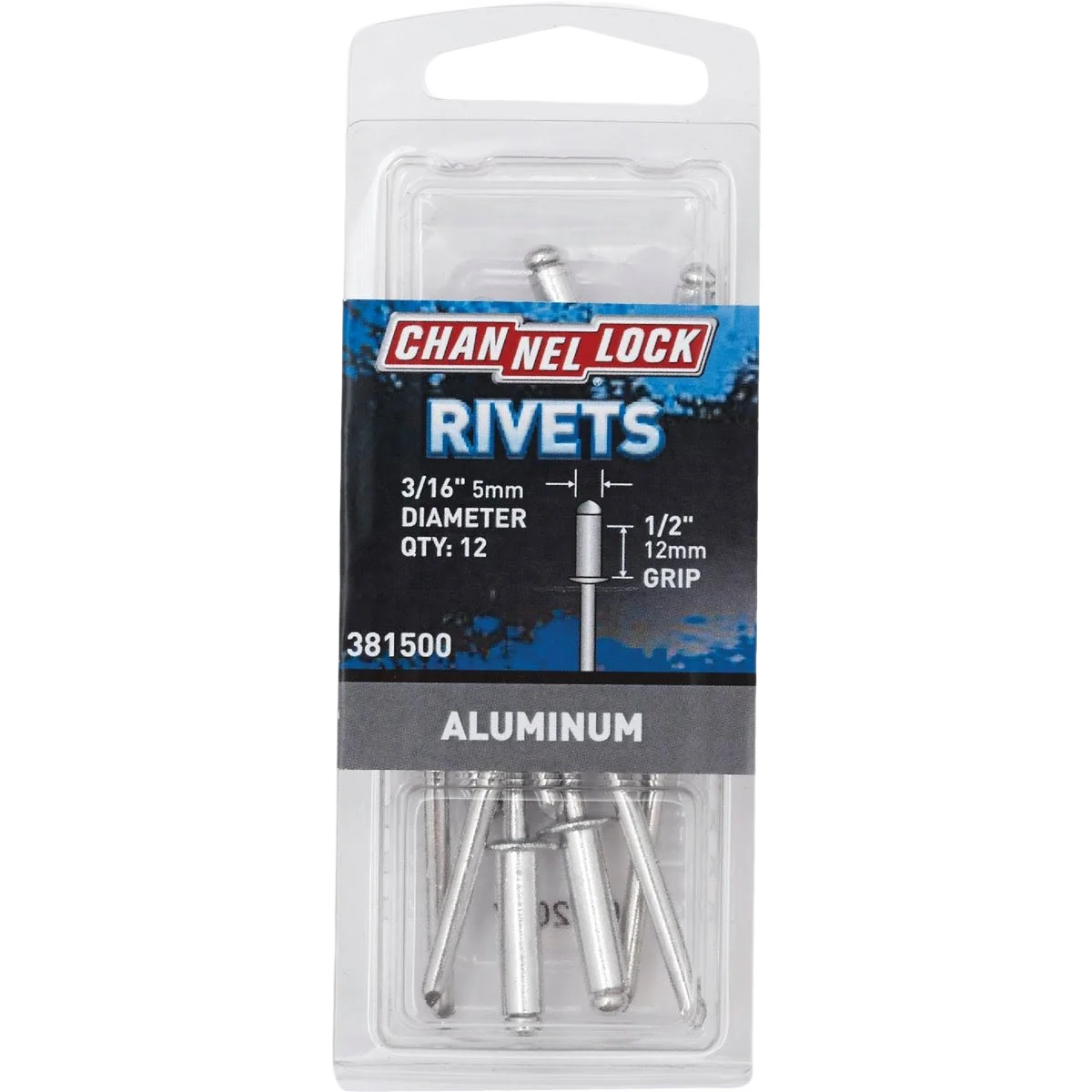 User-Friendly Channellock 3 16 In Diameter x 1 2 In Grip Aluminum Pop Rivets 12-Pack Healthy