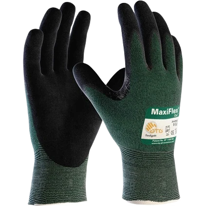 Elegant MaxiFlex Men's XL Green Black Nitrile Coated Gloves Excellent