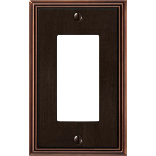 Contemporary Amerelle 1-Gang Aged Bronze Metro Line Cast Metal Rocker Wall Plate Fine