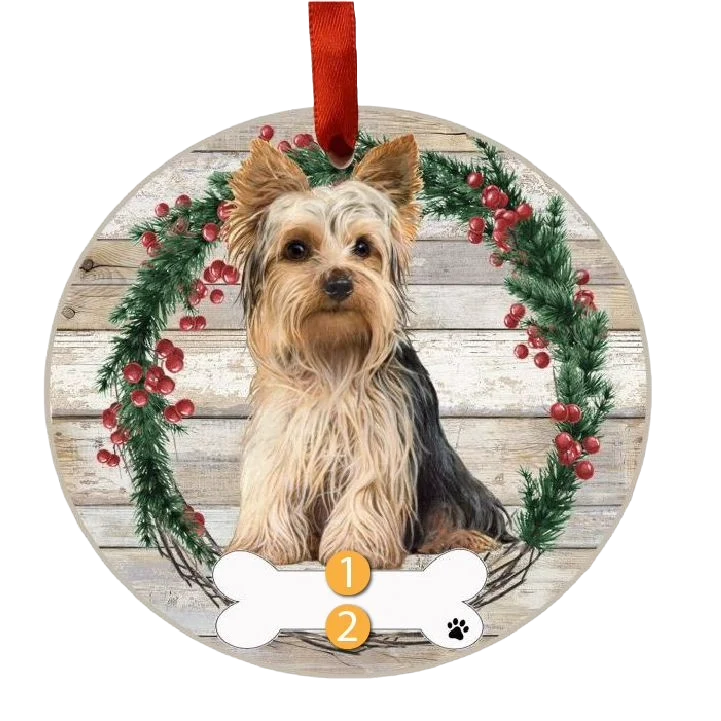 Selected E S Pets Personalized Yorkie Wreath Ornament Innovative