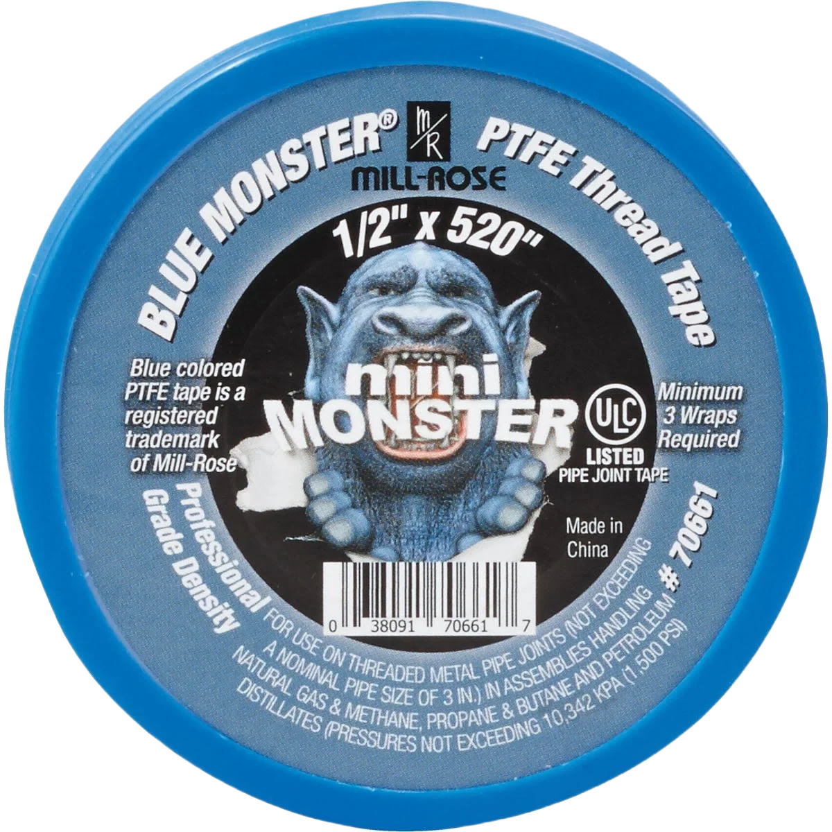 Sophisticated Blue Monster PTFE Thread Seal Tape 1 2 In. x 520 In. Easy-to-Use