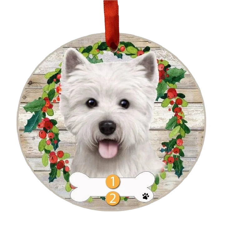 Expertly Made E S Pets Personalized Westie Face Wreath Ornament Refined