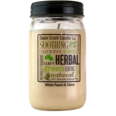 Authentic Swan Creek White Peach Clove Jar Candle 24 oz. Trendy