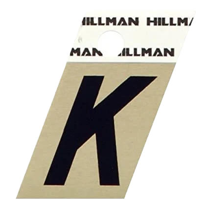 Authentic Hillman 1-1 2 in. Black Gold Aluminum Angle Cut Sticker Letter K First-Class