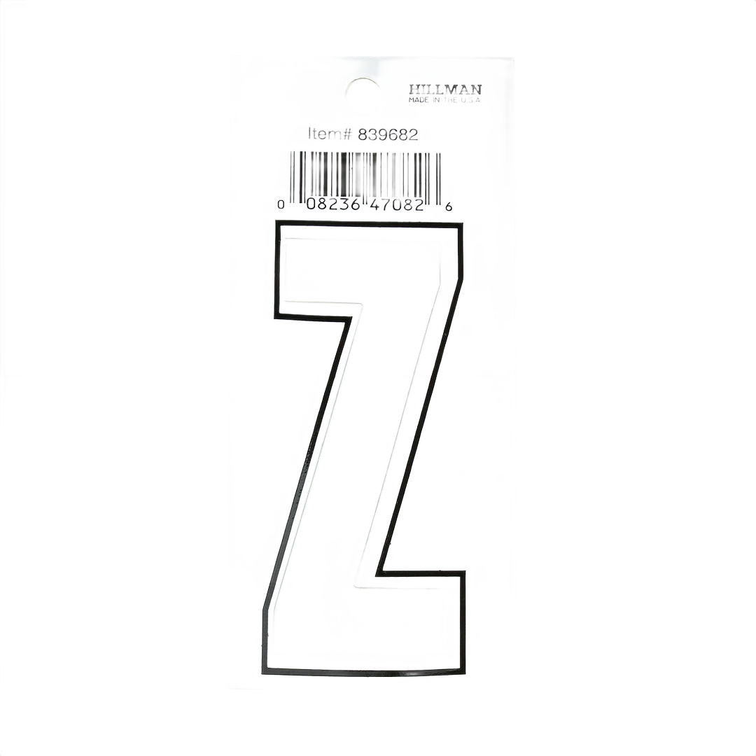 Crafted Hillman 3 in. White Matte Die Cut Vinyl Sticker Thin Letter Z First-Class