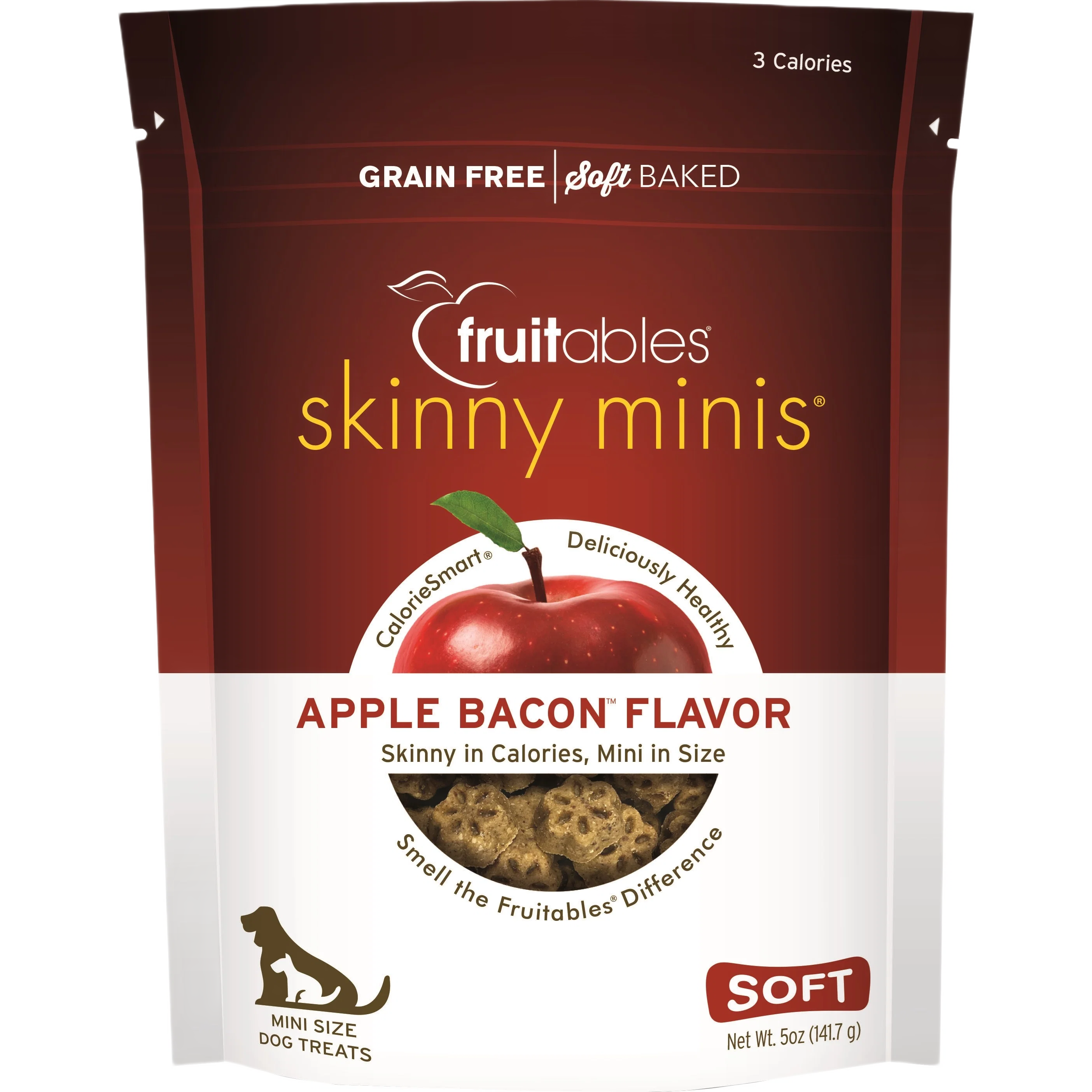 Relaxed Fruitables Skinny Minis Apple Bacon Soft Dog Treats 5 oz. Genuine