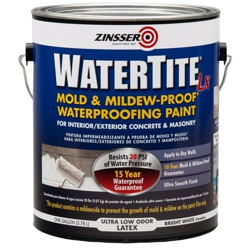 Trusted Zinsser WaterTite Mold Mildew-Proof Waterproofing Latex Paint 1 Gallon Classic