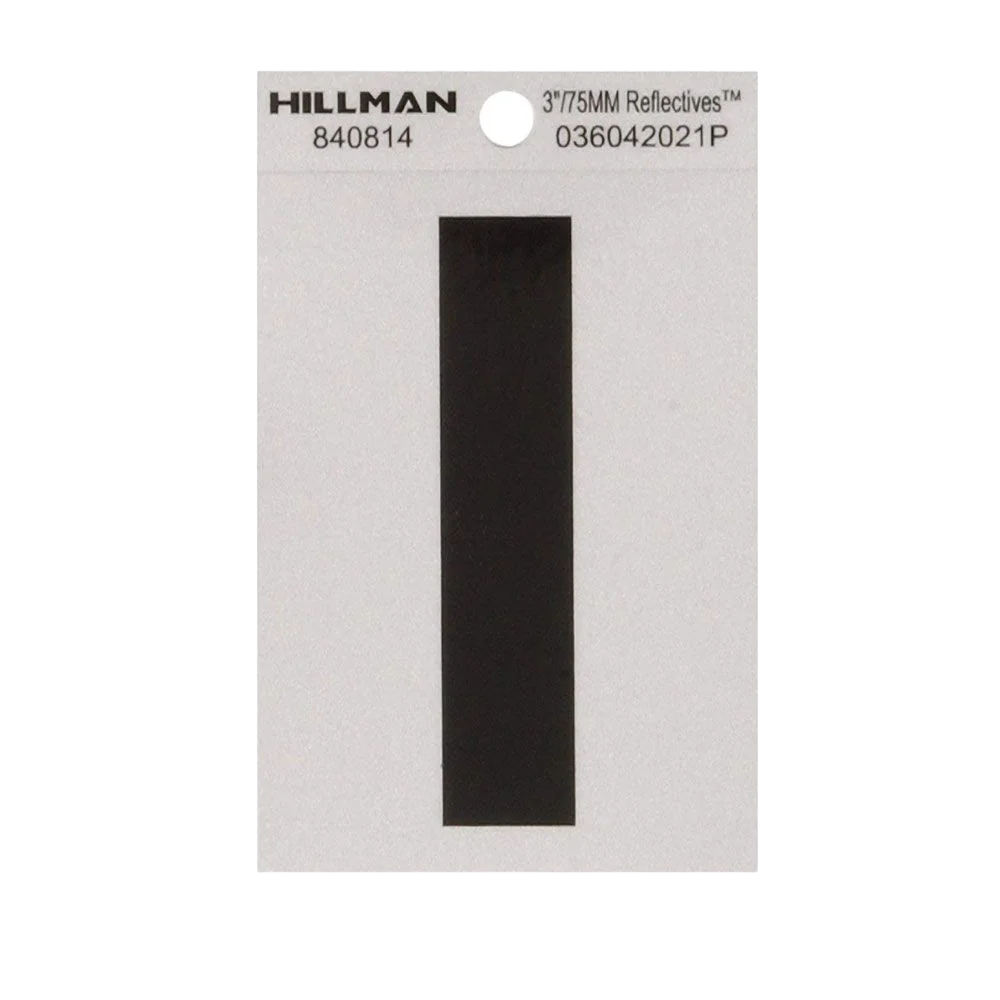 Artisan Hillman 3 in. Black Silver Reflective Mylar Sticker Wide Style Letter I Crafted